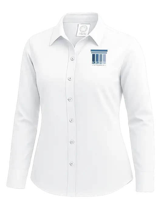 Brooks Brothers Womens White Wrinkle-Free Stretch Nailhead Shirt w/KKHB Attorneys Logo