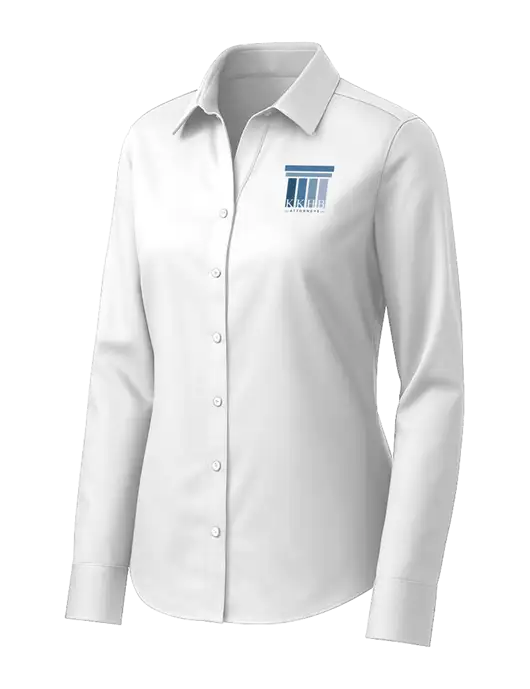 Brooks Brothers Womens White Wrinkle-Free Stretch Pinpoint Shirt w/KKHB Attorneys Logo