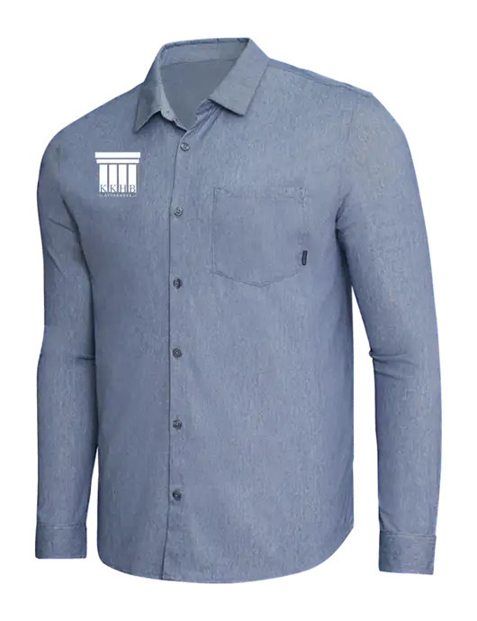 OGIO Slate Blue Heather Extend Long Sleeve Button Up Shirt w/KKHB Attorneys Logo