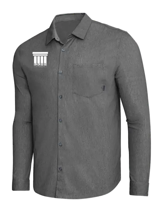 OGIO Dark Grey Heather Extend Long Sleeve Button Up Shirt w/KKHB Attorneys Logo