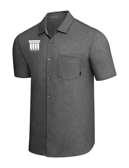 OGIO Dark Grey Heather Extend Short Sleeve Button Up Shirt w/KKHB Attorneys Logo