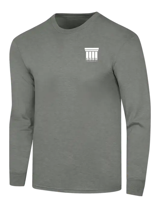 Simply Soft Long Sleeve Heathered Charcoal 4.5 oz, Poly/Combed Ring Spun Cotton T-Shirt w/KKHB Attorneys Logo