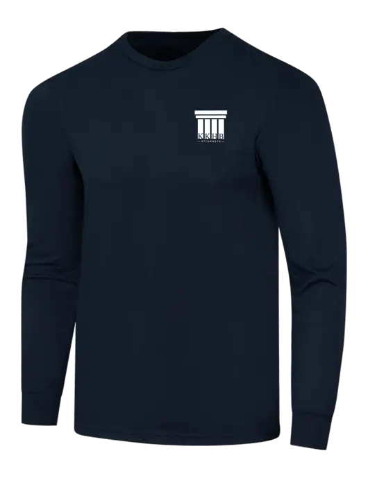Simply Soft Long Sleeve Navy 4.5 oz, Poly/Combed Ring Spun Cotton T-Shirt w/KKHB Attorneys Logo