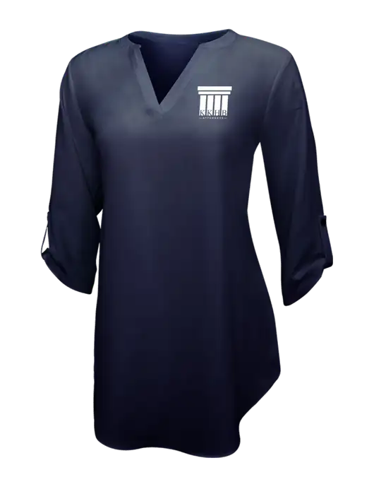Navy Womens 3/4 Sleeve Tunic Blouse w/KKHB Attorneys Logo
