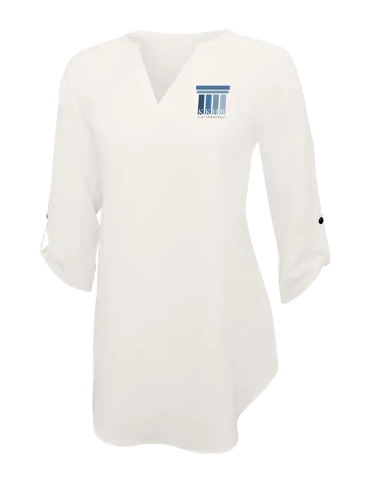 Ivory Womens 3/4 Sleeve Tunic Blouse w/KKHB Attorneys Logo