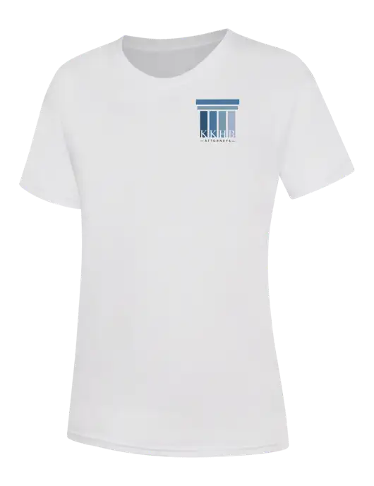 Womens White Core Blend Tee w/KKHB Attorneys Logo