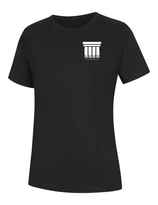 Womens Black Core Blend Tee w/KKHB Attorneys Logo