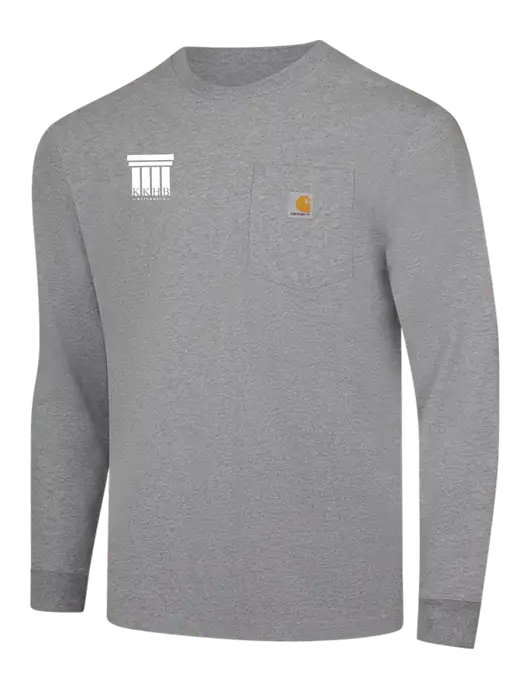Carhartt Light Grey Heather Workwear Pocket Long Sleeve T-Shirt w/KKHB Attorneys Logo