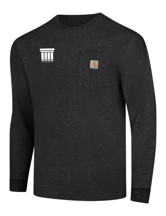 Carhartt Dark Grey Heather Workwear Pocket Long Sleeve T-Shirt w/KKHB Attorneys Logo