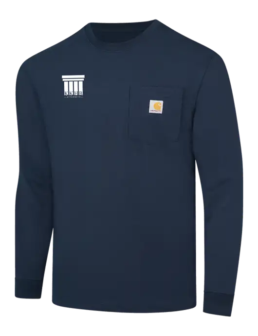 Carhartt Navy Workwear Pocket Long Sleeve T-Shirt w/KKHB Attorneys Logo