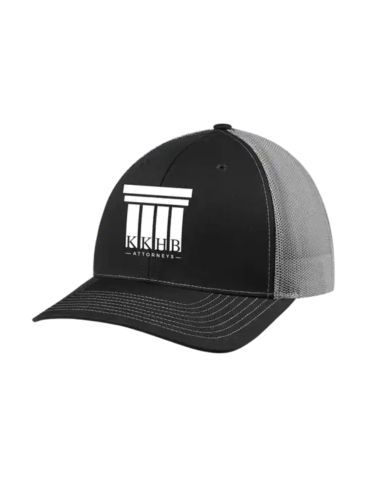 Richardson Adjustable Snapback Original 112 Trucker Cap Black w/Charcoal Mesh w/KKHB Attorneys Logo