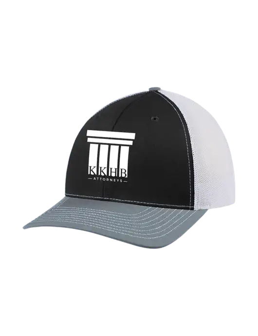 Richardson Adjustable Snapback Original 112 Trucker Cap Black/Light Heather Grey/White Mesh w/KKHB Attorneys Logo