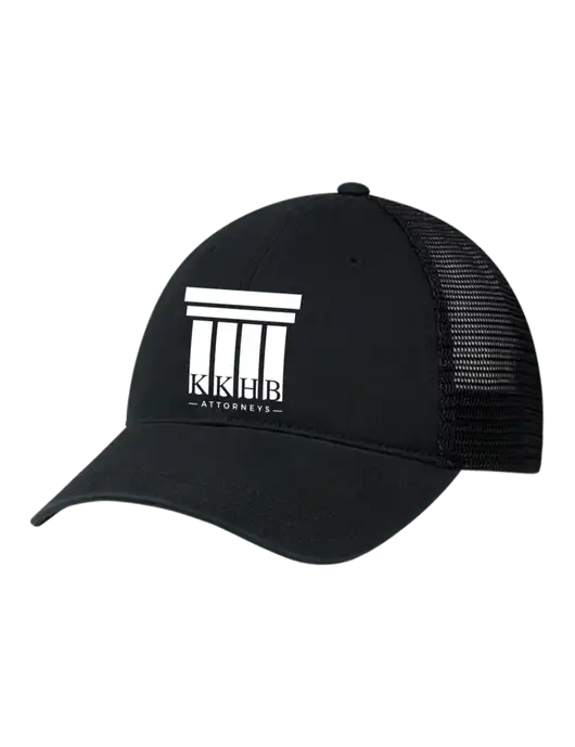 Richardson 111 Garment Washed Trucker Cap Black w/Black Mesh w/KKHB Attorneys Logo