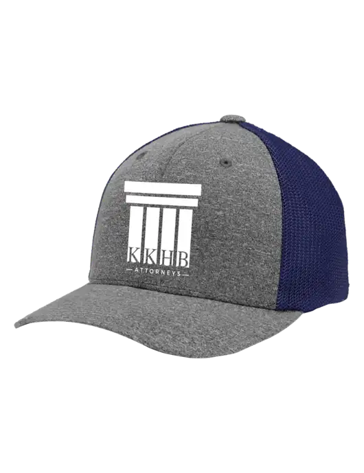 Flexfit Navy/Medium Grey Heather Melange Mesh Back Trucker Cap w/KKHB Attorneys Logo