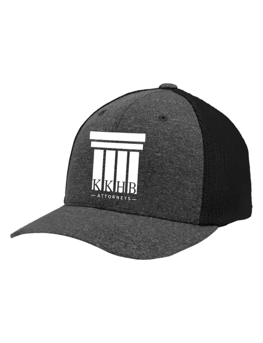 Flexfit Black/Dark Charcoal Heather Melange Mesh Back Trucker Cap w/KKHB Attorneys Logo