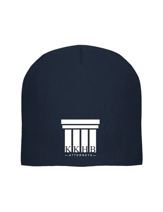 Solid Navy Element Knit Beanie w/KKHB Attorneys Logo
