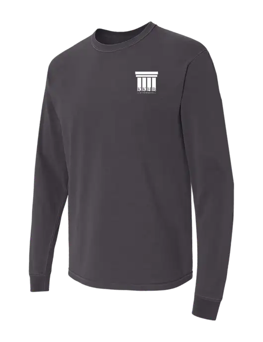 Comfort Colors Garment-Dyed Dark Grey Heavyweight Long Sleeve T-Shirt w/KKHB Attorneys Logo