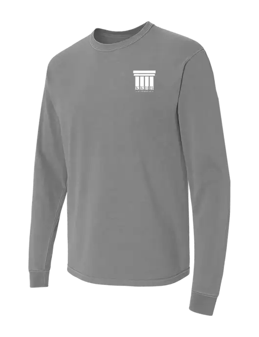 Comfort Colors Garment-Dyed Medium Grey Heavyweight Long Sleeve T-Shirt w/KKHB Attorneys Logo