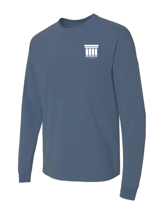 Comfort Colors Garment-Dyed Blue Slate Heavyweight Long Sleeve T-Shirt w/KKHB Attorneys Logo