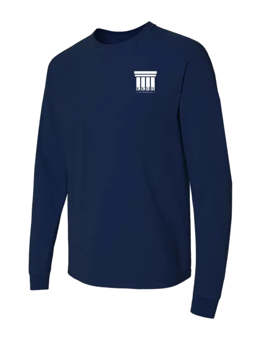 Comfort Colors Garment-Dyed Dark Navy Heavyweight Long Sleeve T-Shirt w/KKHB Attorneys Logo